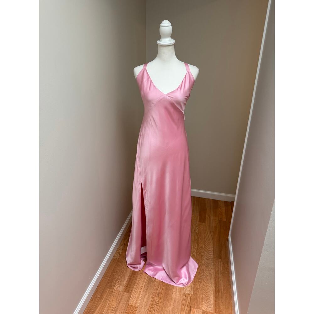Show Me Your MuMu Anderson Maxi Dress Light Pink Luxe Satin Size Large - Picture 5 of 9